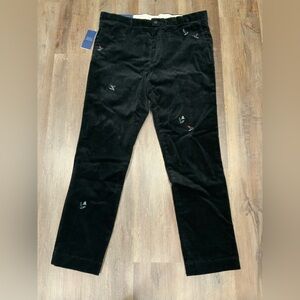 Polo Ralph Lauren Skier Black Slim Corduroy Embroidered Pants Men’s Sz 36 x 30